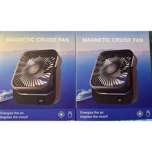 GLIKNEW Magnetic Cruise Fan Portable Rechargeable Black LED Display Set of 2 NEW